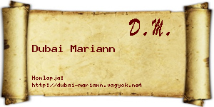 Dubai Mariann névjegykártya